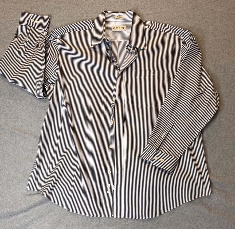 Orvis Sporting Traditions Men's Long Sleeve Striped Button Down Shirt XXL